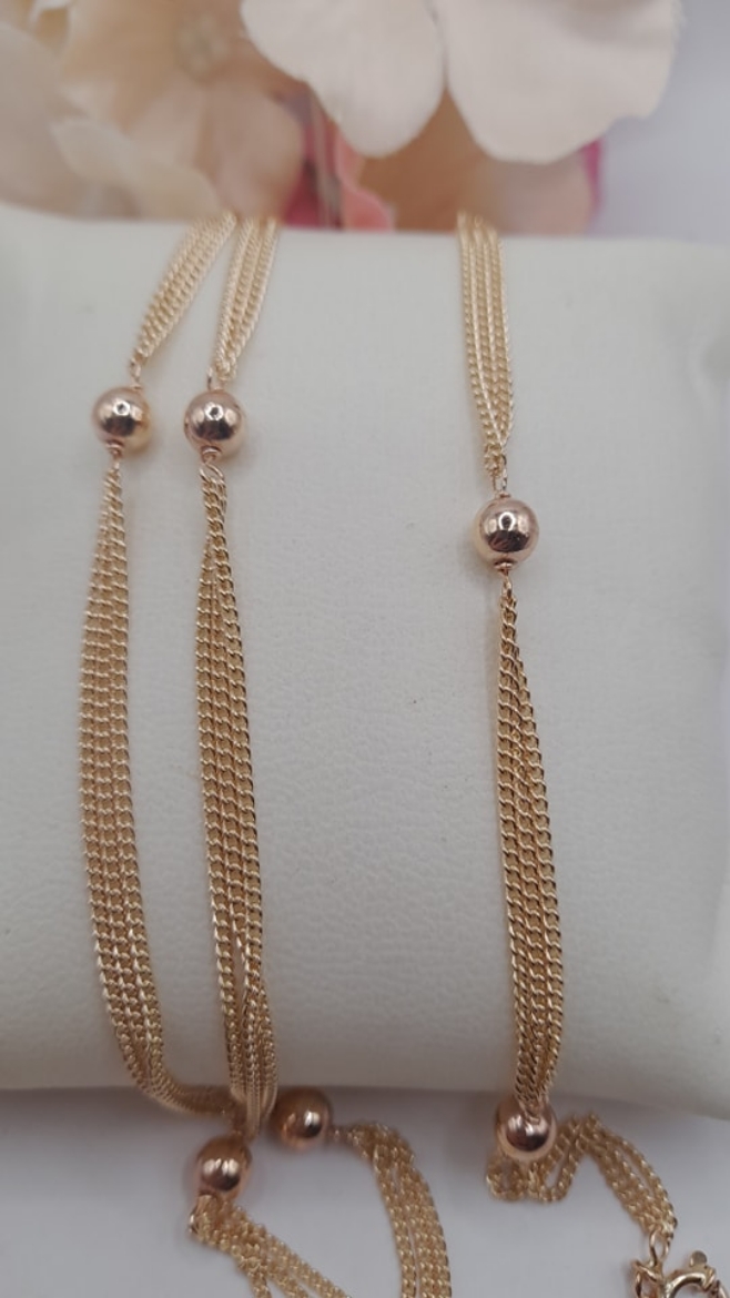 Imagem de Conjunto em Ouro 9k Colar com 45cm e 7,3g + Pulseira com 3,1g