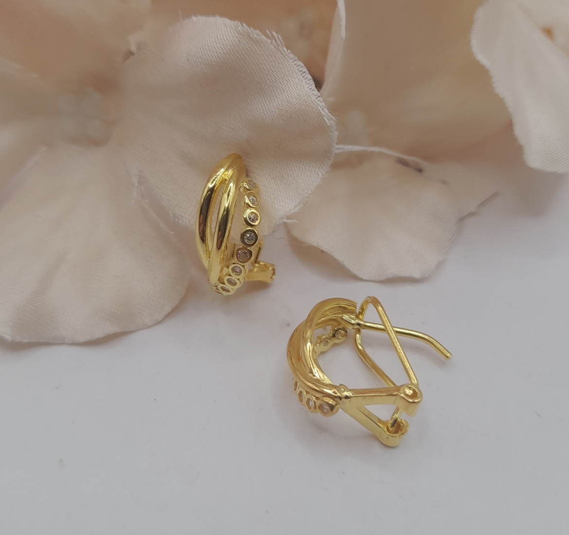 Picture of Brincos em Prata Dourada com zirconias 
