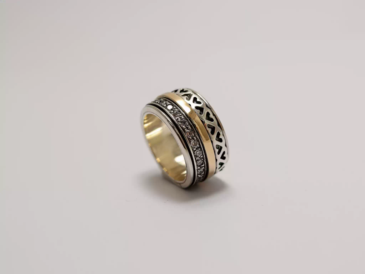 Picture of Anel em ouro 9k e prata, zircónias e Porcelana Tecnológica 8mm
