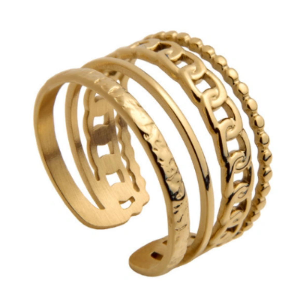 Imagem de Anel em Aço Dourado Ajustavel