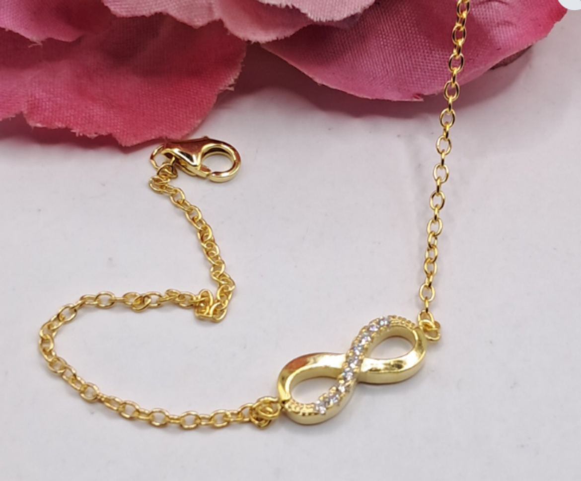 Imagem de Pulseira em Prata Dourada com Zirconias