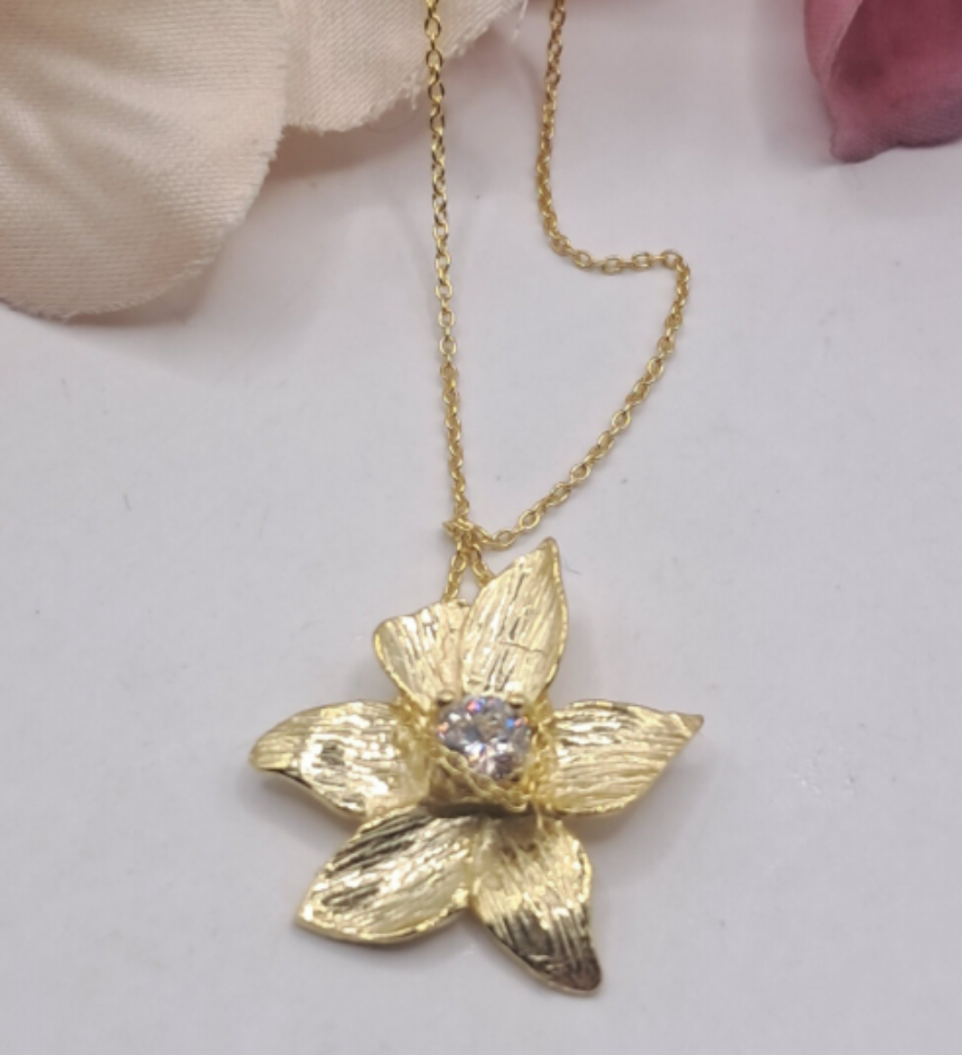 Imagem de Colar em Prata Dourada com zirconia