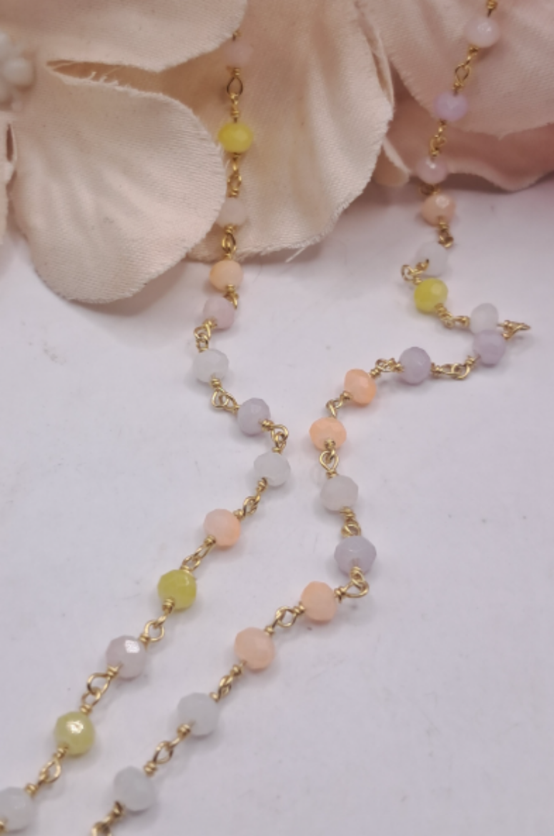 Imagem de Colar em Prata Dourada com Pedras Naturais 45cm