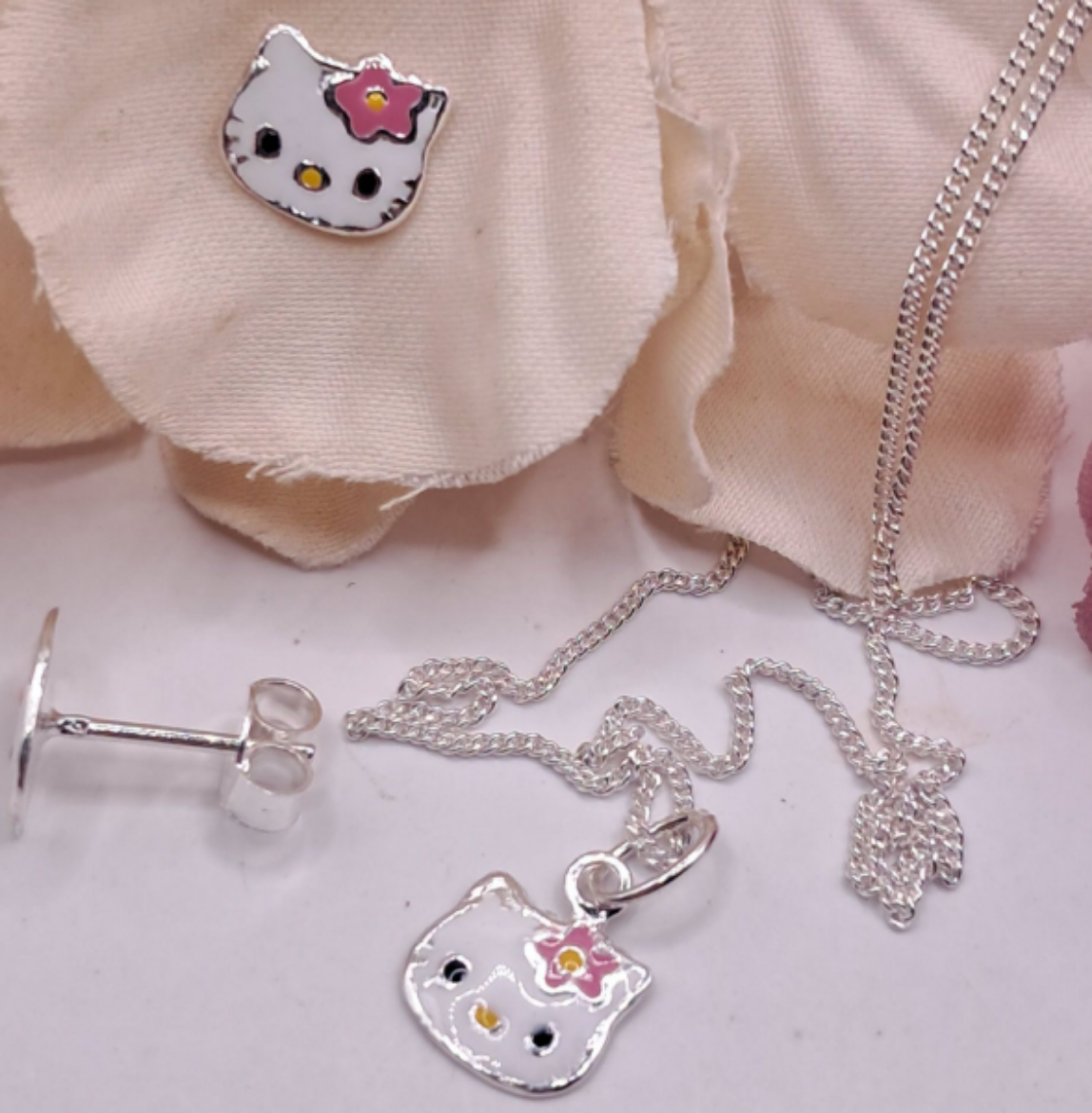 Imagem de Conjunto em Prata Colar 45cm + Brincos